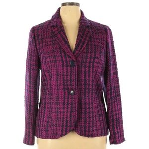 COLDWATER CREEK PINK PLAID CHECKERED TWEED BLAZER JACKET SZ 12